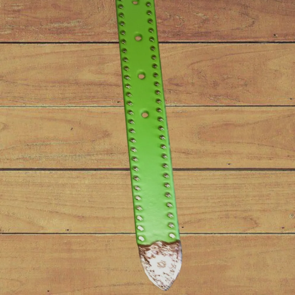 - Nocona Green Studded Leather Belt with Silver Buckle. NWT